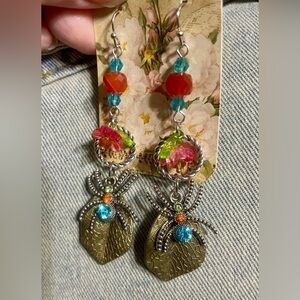 Colorful Beaded Spider Earrings